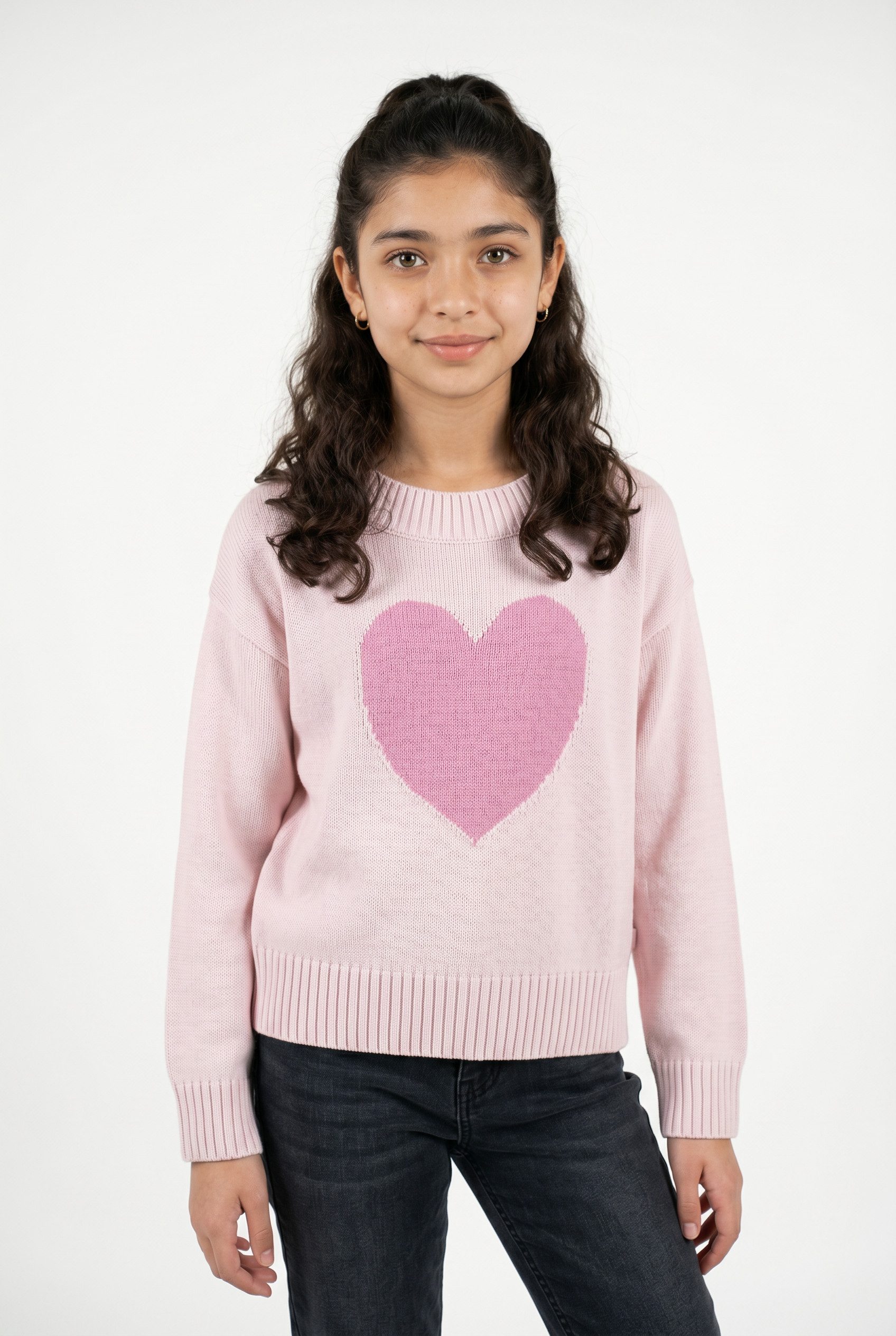 Abercrombie Kids Rundhalspullover AFG HEART OVERSIZE OFF SH SWEA Herz-Grafikdetail auf der Brust