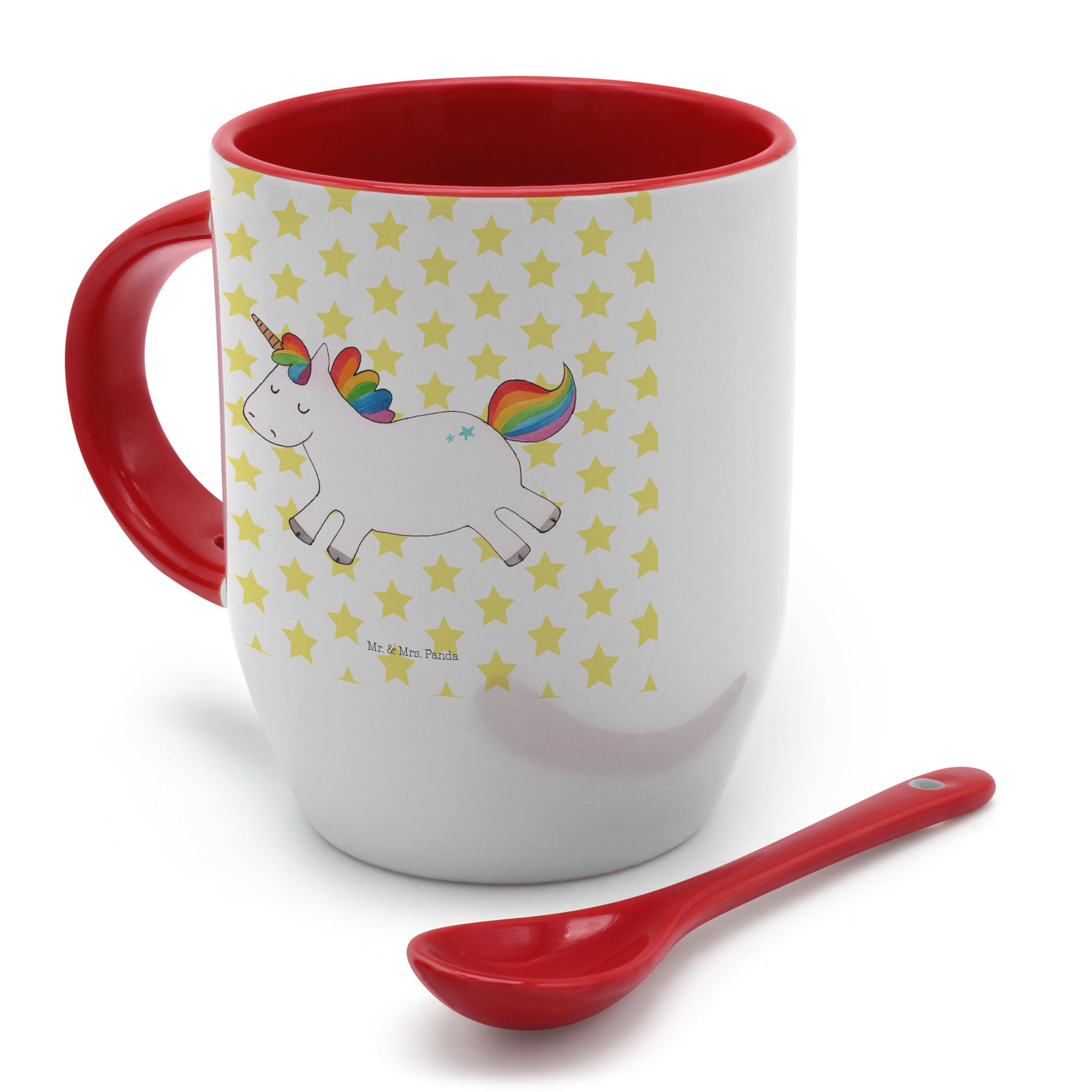 Panda Einhorn - - Keramik Spruch, mit Lebensfreude, Tasse Mrs. Weiß Happy Mr. & Tasse Geschenk, Unic,