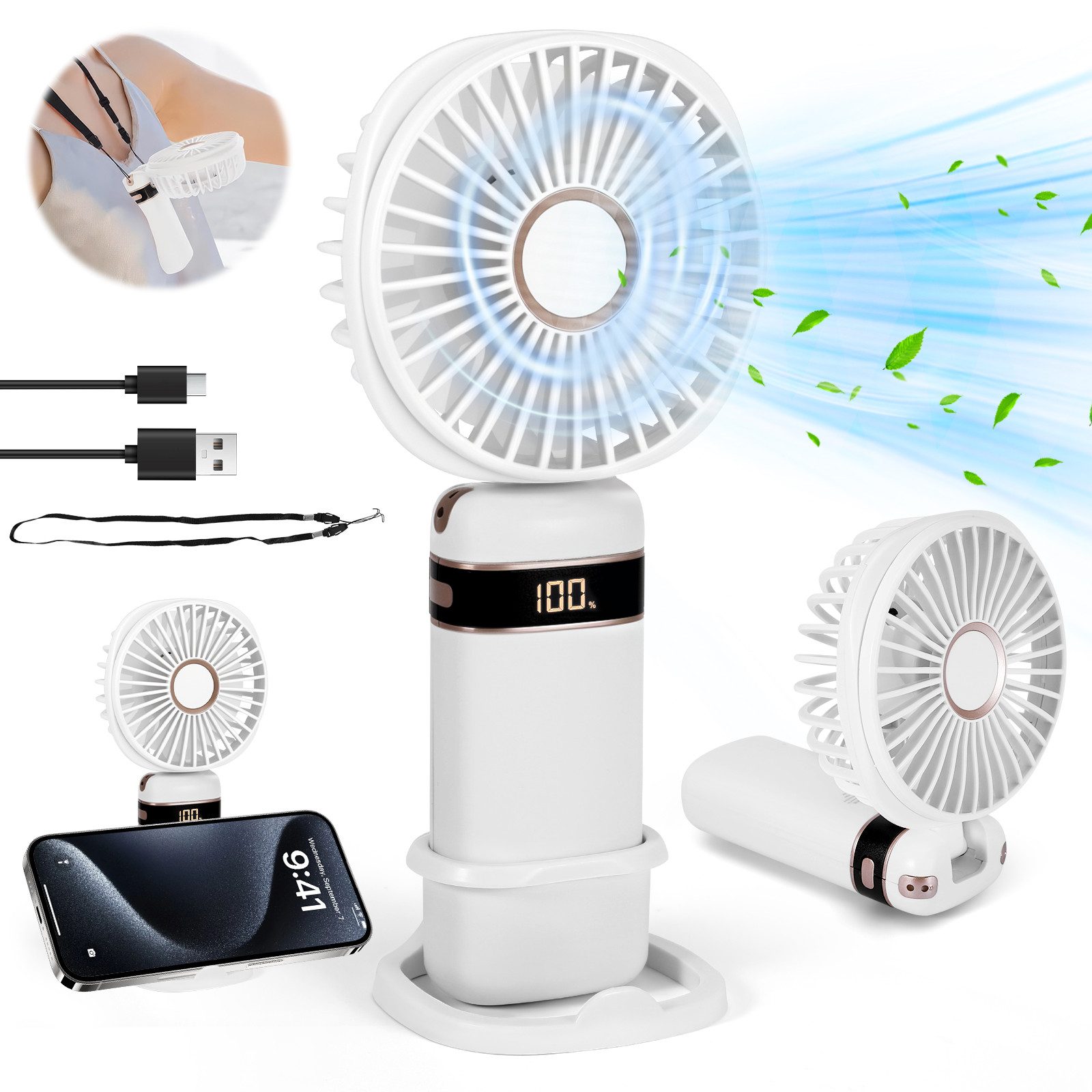 Handventilator Tragbarer USB-Handventilator, Faltbarer Mini Ventilator