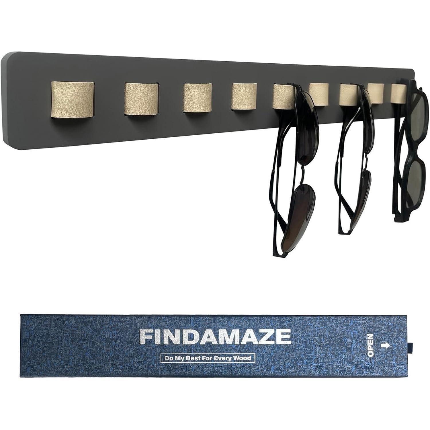 LuxusKollektion Wandhalterung Brillenaufbewahrung Wandmontage Holz Organizer Grau