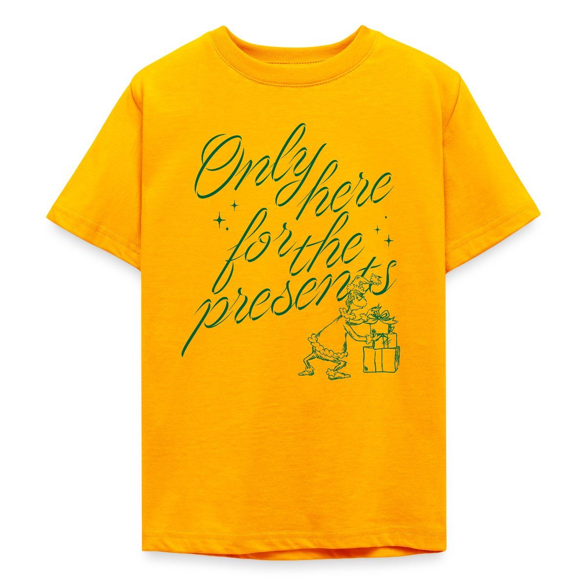 T-Shirt Der Grinch Spruch Only Here For The Presents Teenager T-Shirt