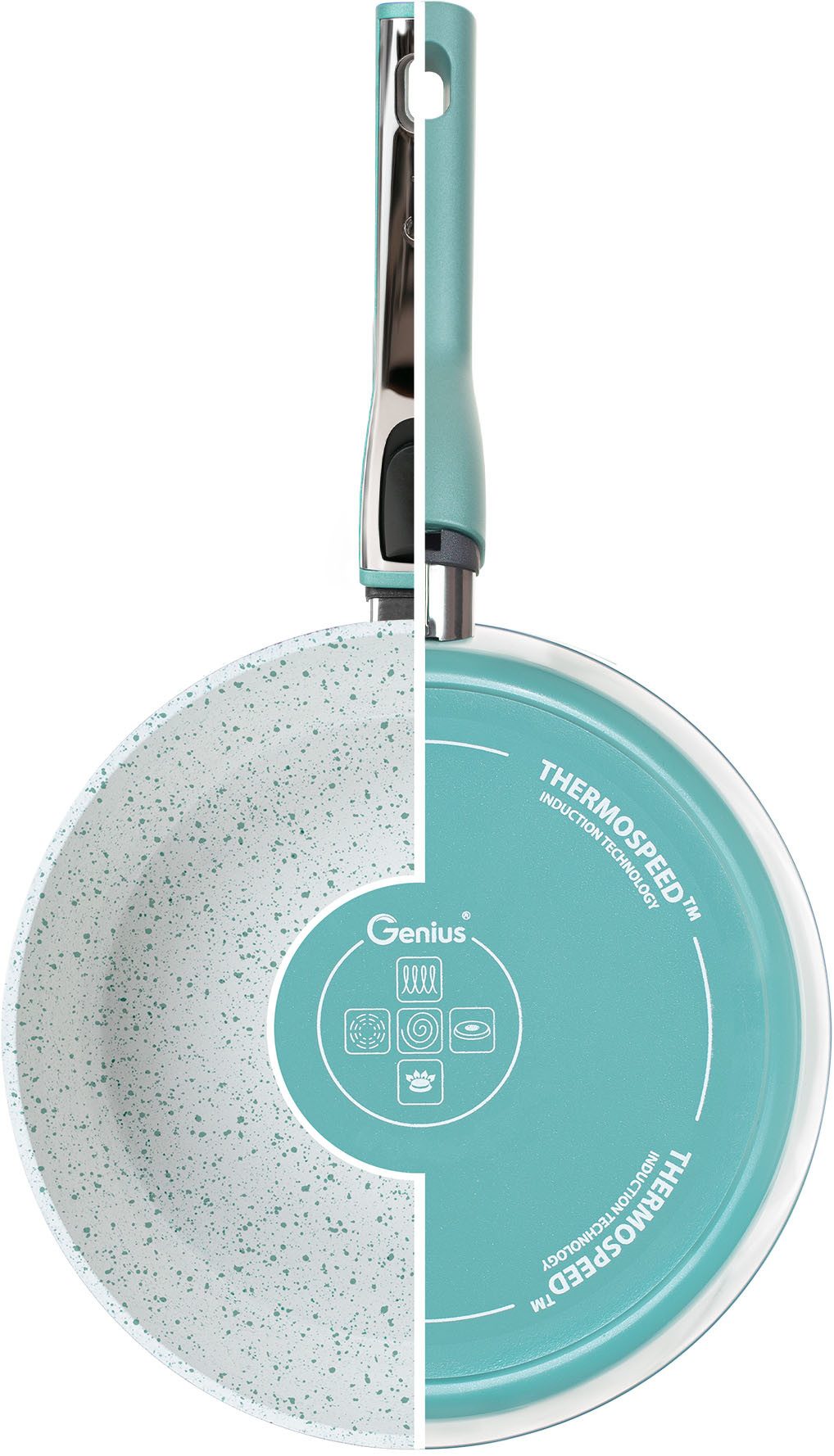 Genius Pfannen-Set Cerafit Revolution Ø 24 cm 28 cm, Keramik (Set, 6-tlg), inkl. Glasdeckel und 2x Clia Genie Schwamm – Bild 4 von 5