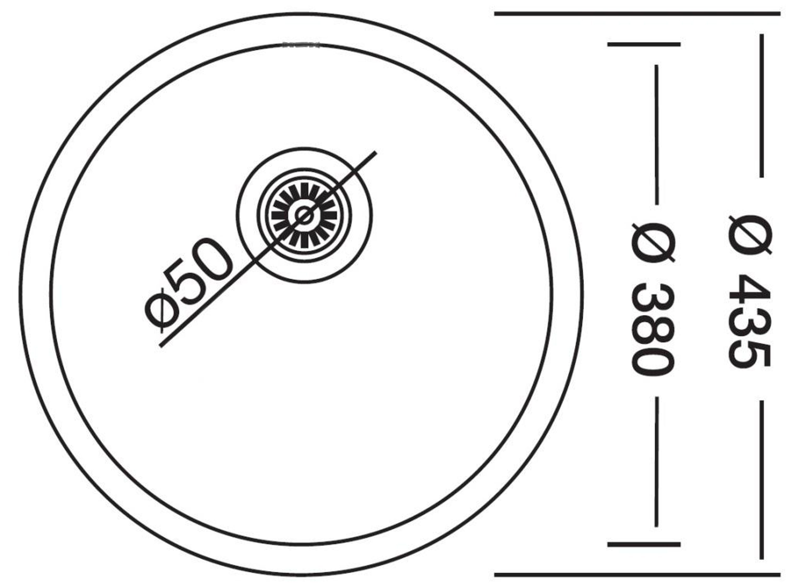 BERNUS Küchentechnik Edelstahlspüle BERNUS (435) Überlauf, medizinischen cm, Standrohrventil Round Rund, Rundbecken 1,5 den MEDICAL ohne Inklusive Bereich 43.5/43.5 für Zoll