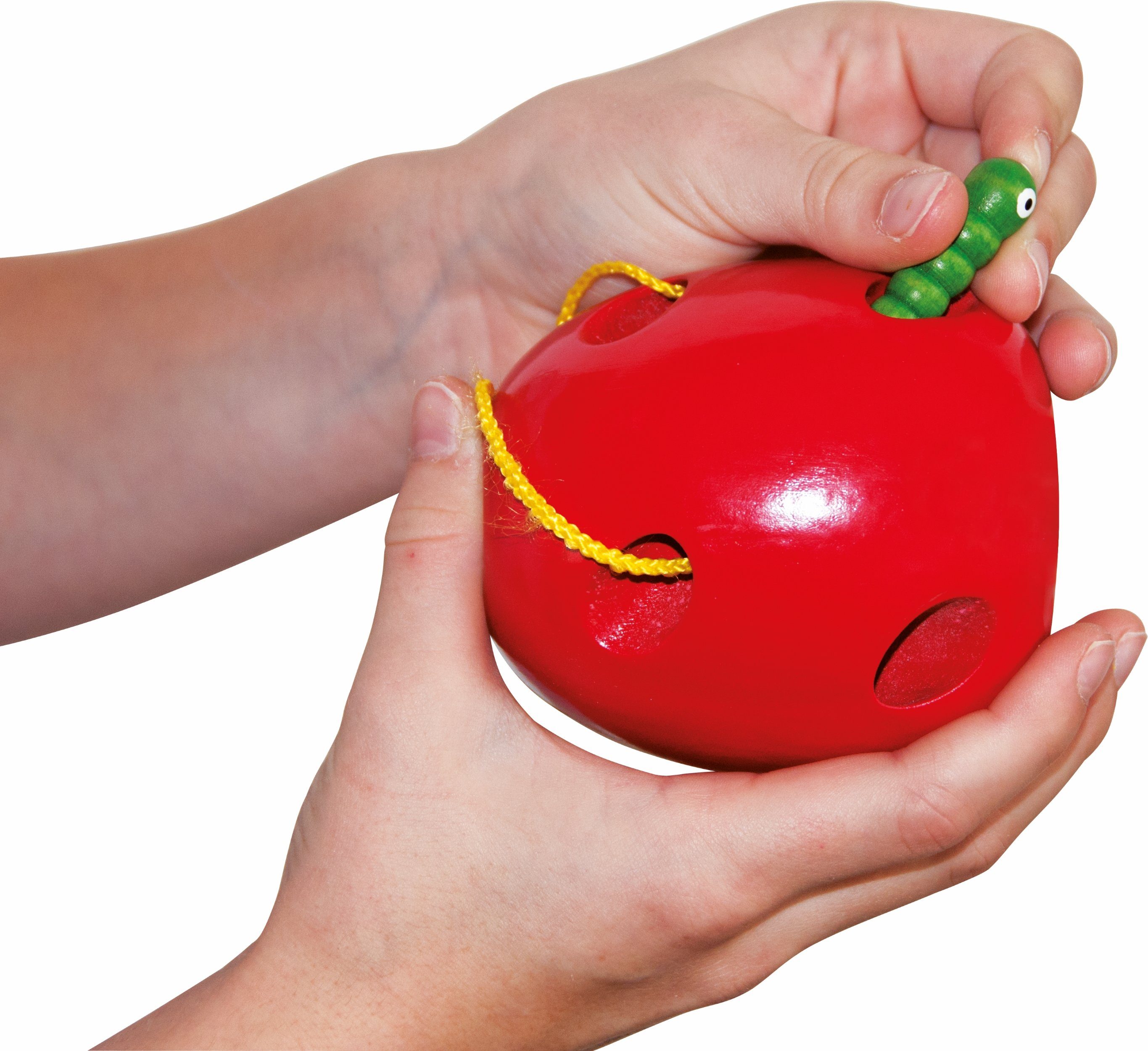die Lernspielzeug die Fädelspiel Feinmotorik Fördert Woodyland Fördert (1-St), mit "Apfel Wurm". Holz Feinmotorik