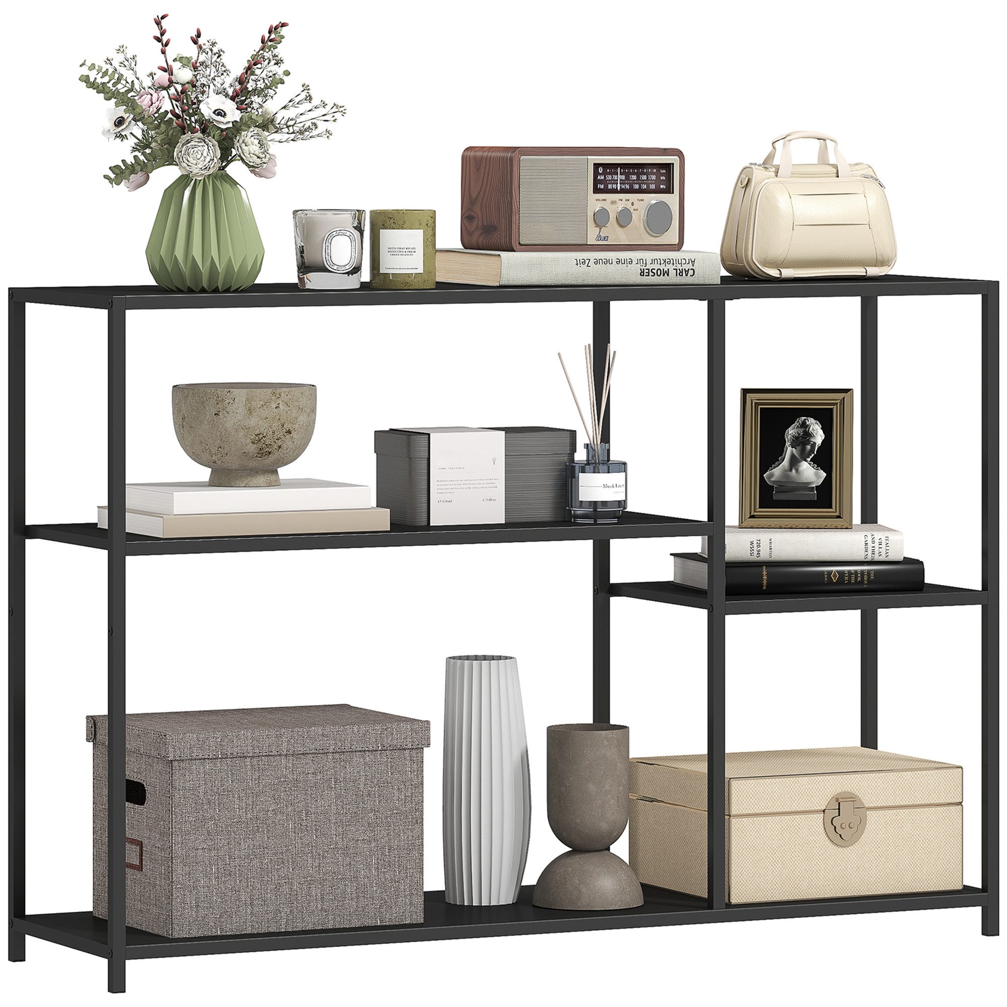 HOMCOM Konsolentisch Schmaler Sofatisch mit 4 Ebenen (mit Stahlrahmen, 1-St günstig online kaufen