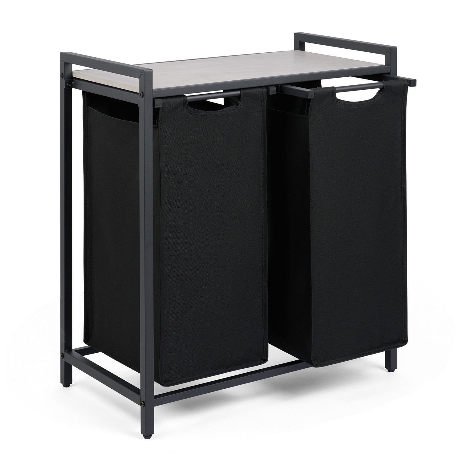 Blumtal Ausziehwäschekorb 2-4 Fächer Wäschesammler mit Ablage und Metallrah günstig online kaufen