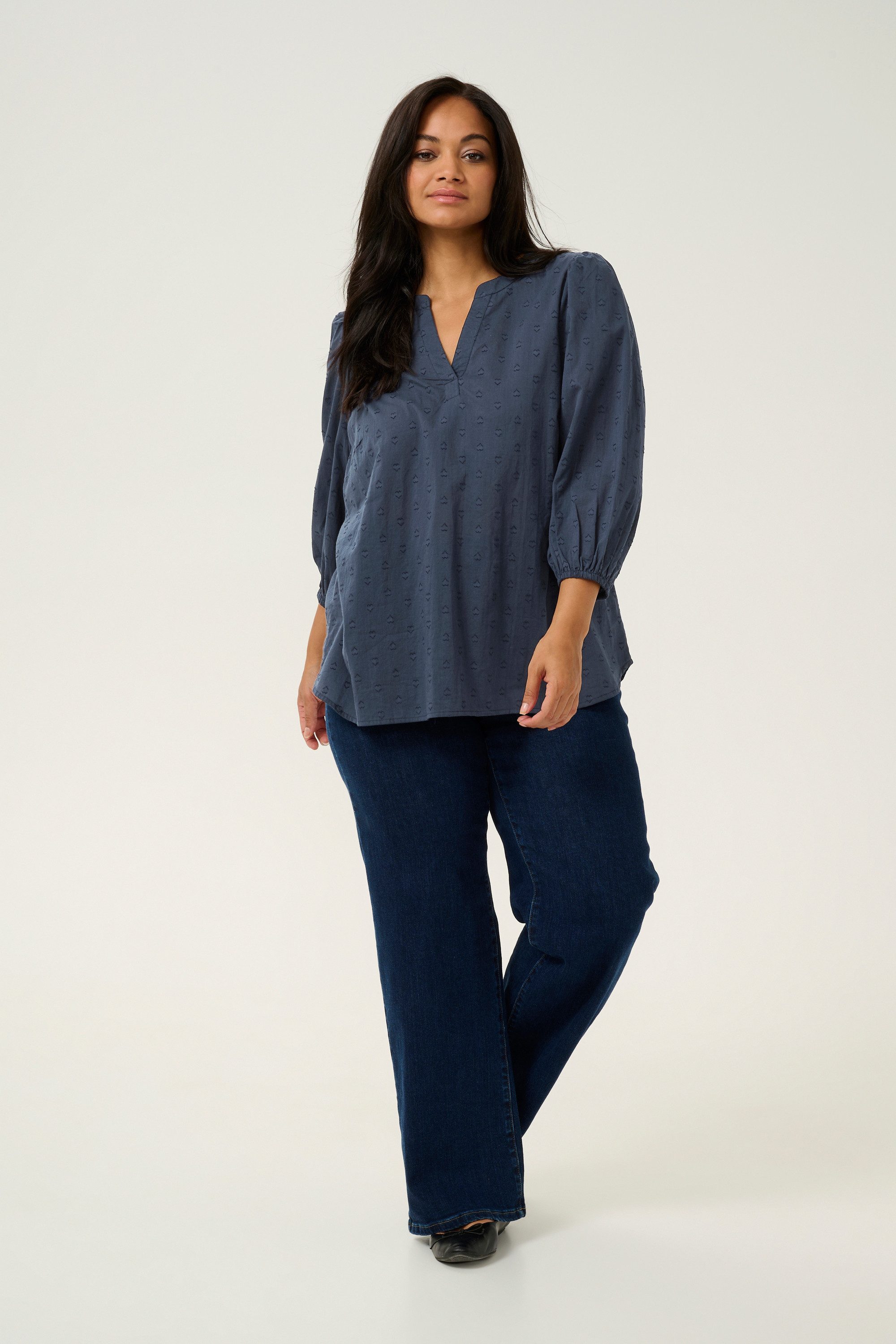 KAFFE Curve Langarmbluse Langarm-Bluse KCjolana Große günstig online kaufen