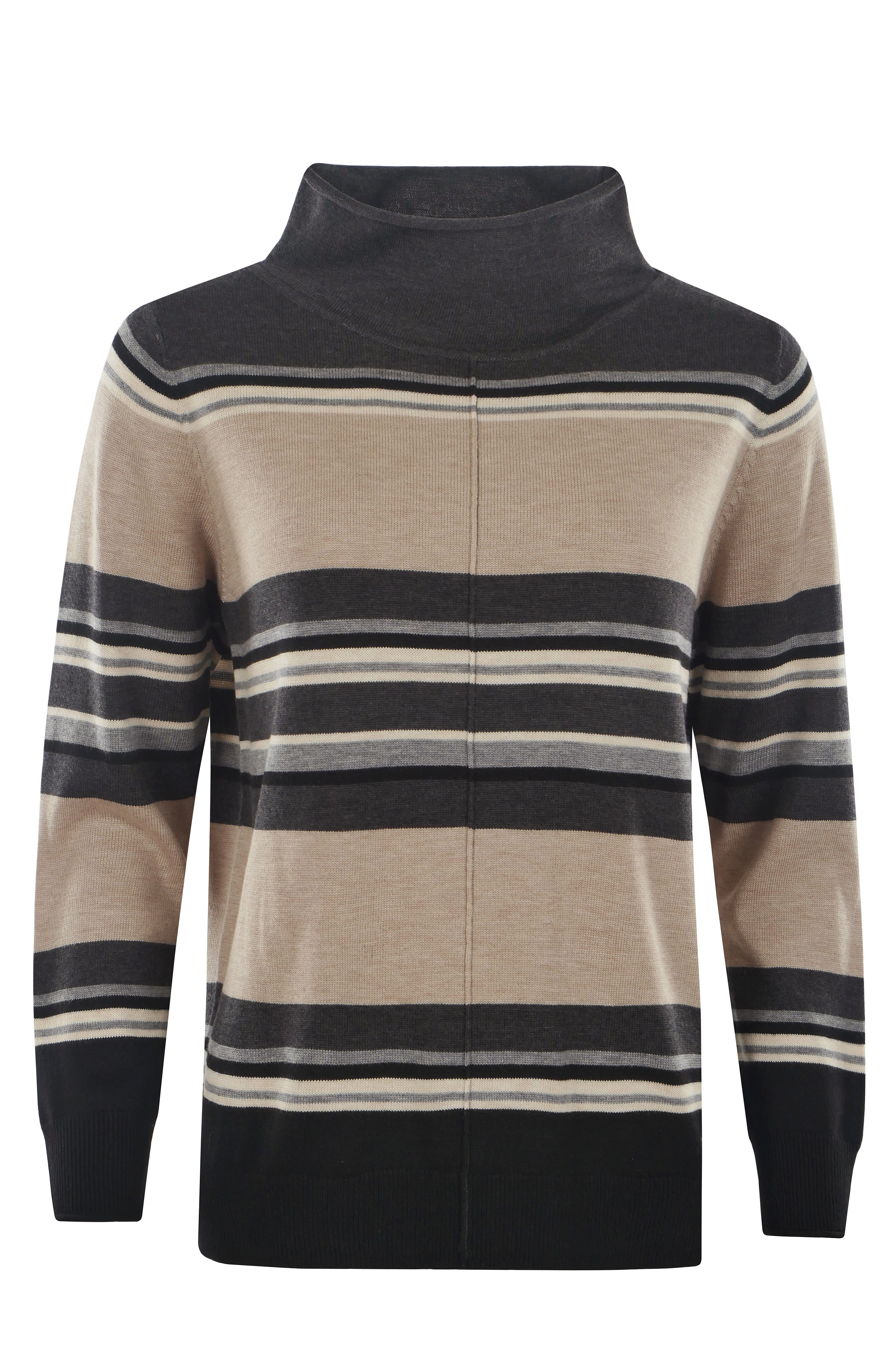 Hajo Rundhalspullover Damen Pullover mit gestricktem Ringel günstig online kaufen