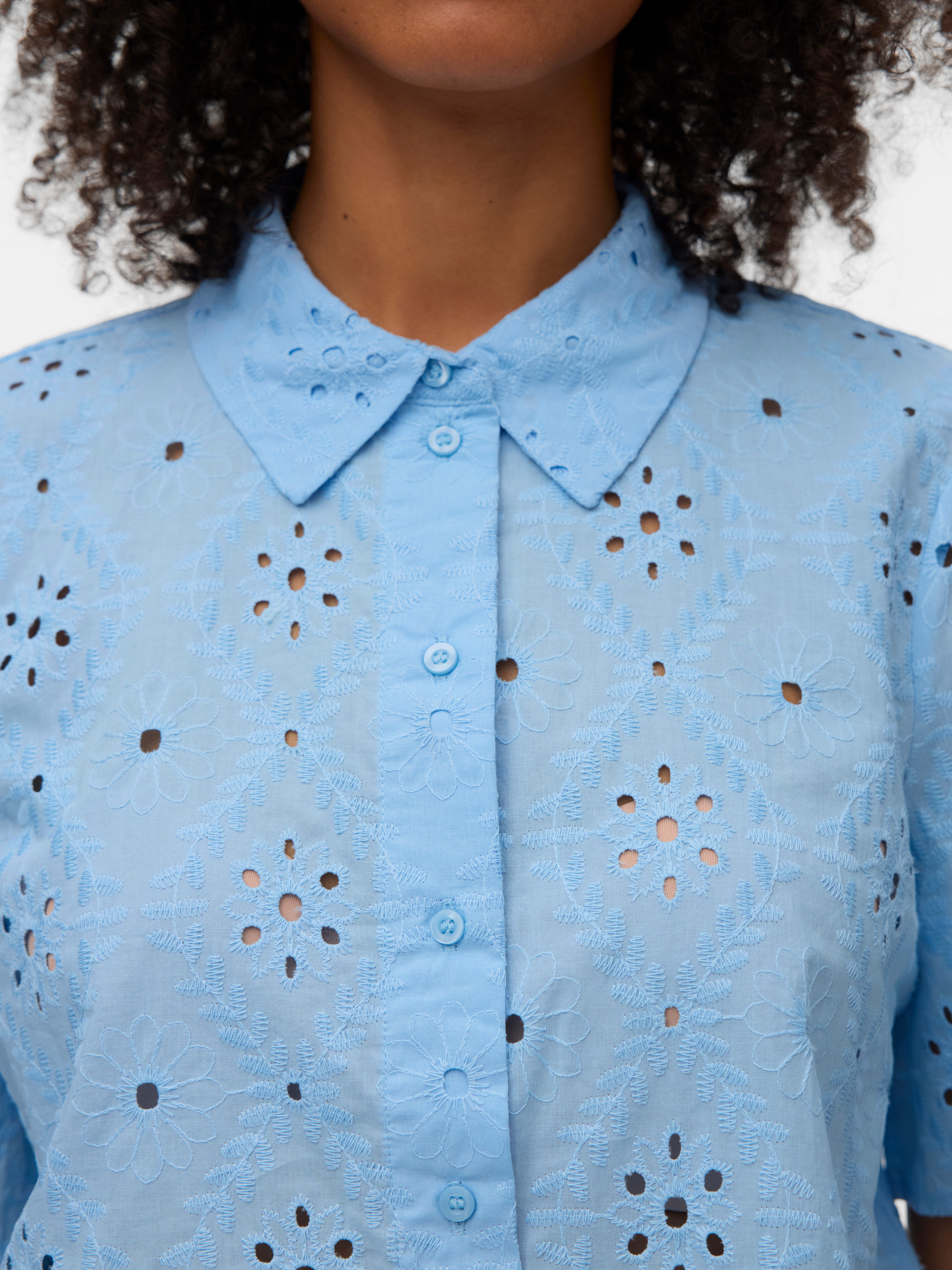 Vero Moda Kurzarmbluse VMELIZA SHORT 2/4 SLEEVE SHIRT WVN NOOS Baumwolle