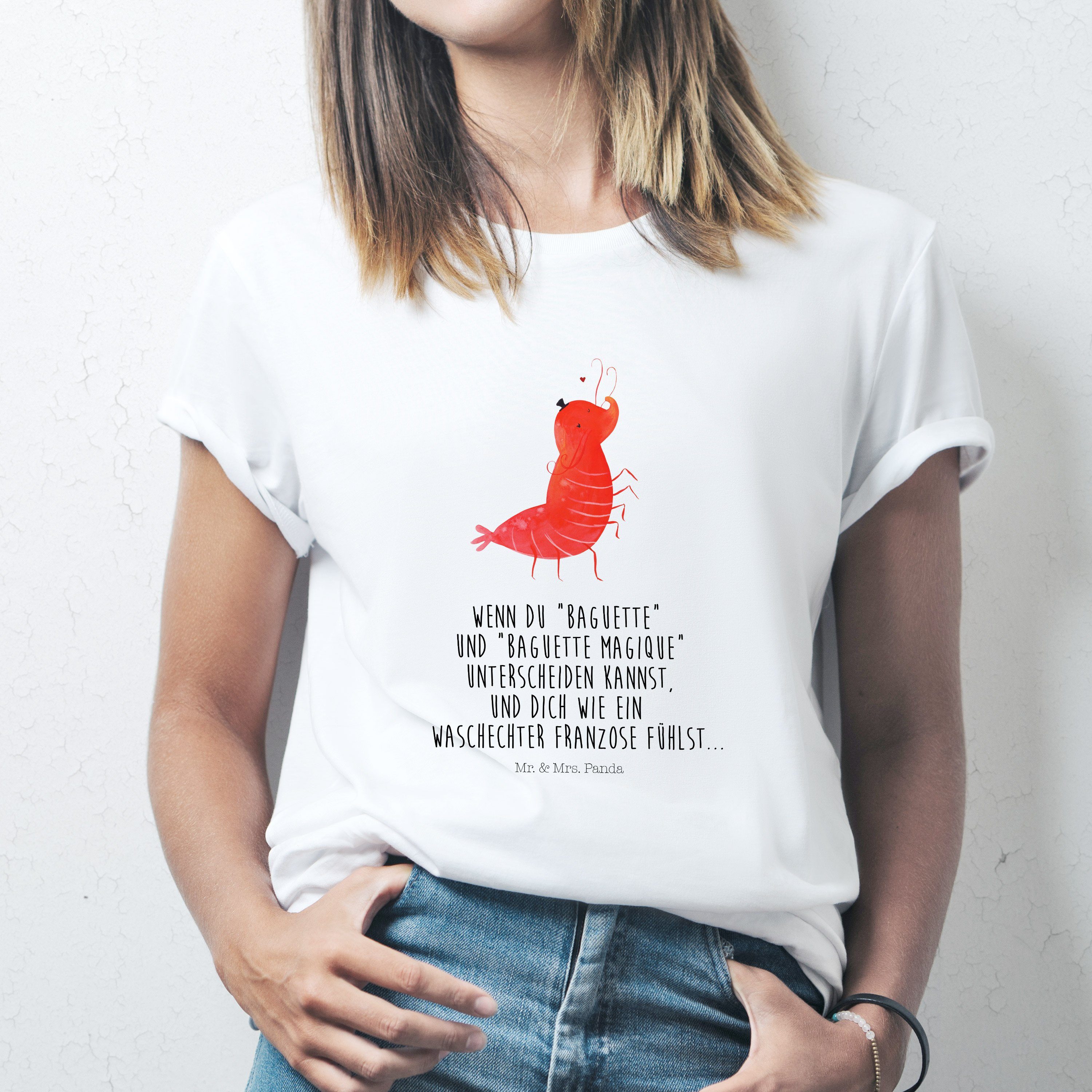 T-Shirt Garnele Franzose - Weiß - Shirt, T-Shirt (1-tlg)