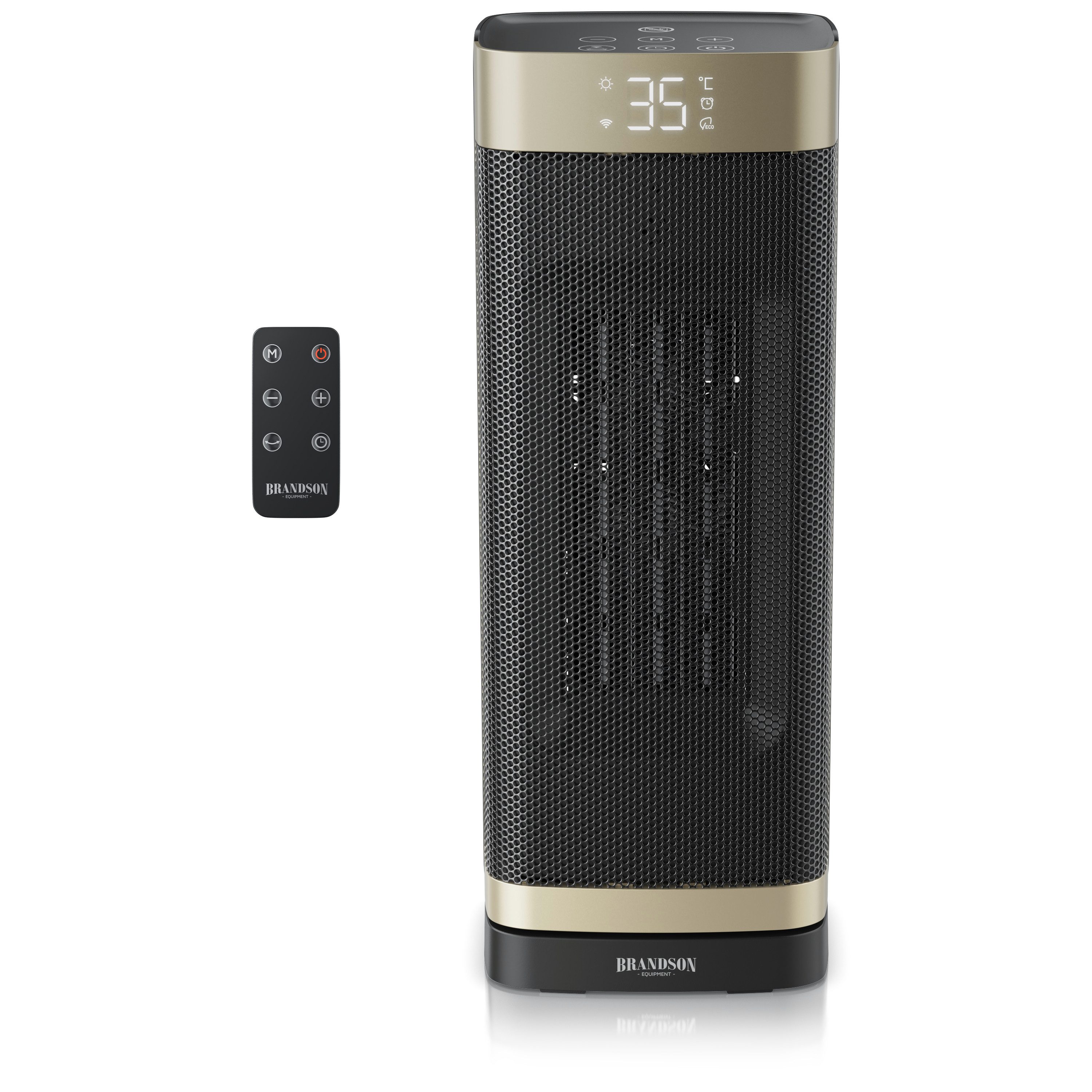 Brandson Heizlüfter Turm-Heizlüfter 2000 W Keramik, 70° Oszillation, Timer, Fernbedienung, 2000 W, kompakt, ECO-Modus, Lüftermodus, 10-35°C, Preisträger 2025