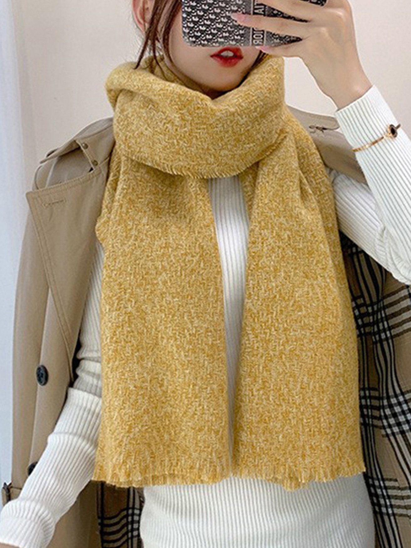 HOHEA H Modeschal Modischer weicher Schal für Damen, warmer einfarbiger Schal, (1-St)