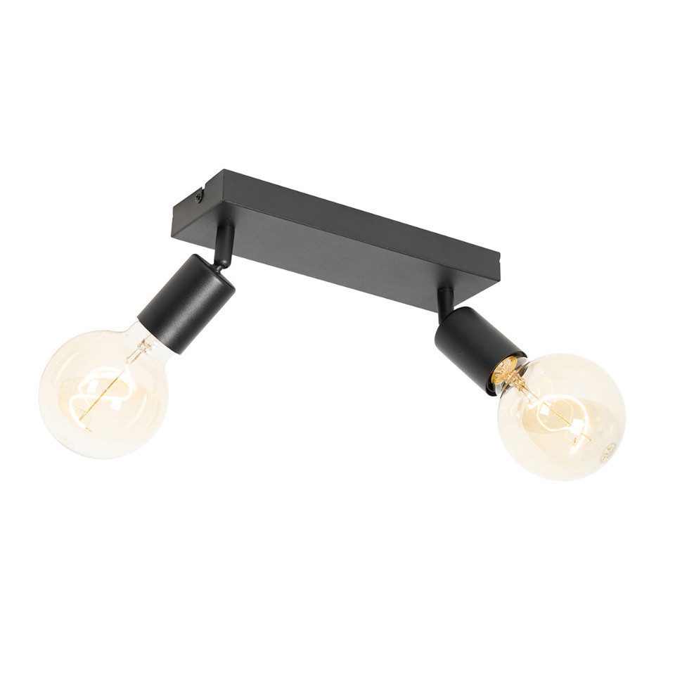 Qazqa LED Aufbaustrahler Facil, ohne Leuchtmittel, Warmweiß, QAZQA Aufbau­spot, e27, Schwarz, Stahl, Modern