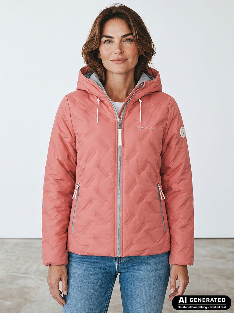 Dry Fashion Steppjacke Damen Steppjacke Scharbeutz - Gesteppte Outdoor-Jacke Winterjacke Wind- & wasserabweisend, Tailliert, Gefüttert, Verstellbare Kapuze