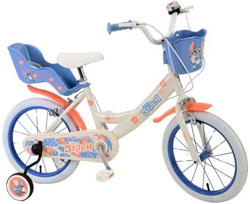 Volare Kinderfahrrad Disney Stitch 14 Zoll, Blau, Creme, (1-tlg), höhenverstellbarer Sattel und Lenker, mit Puppensitz und Klingel