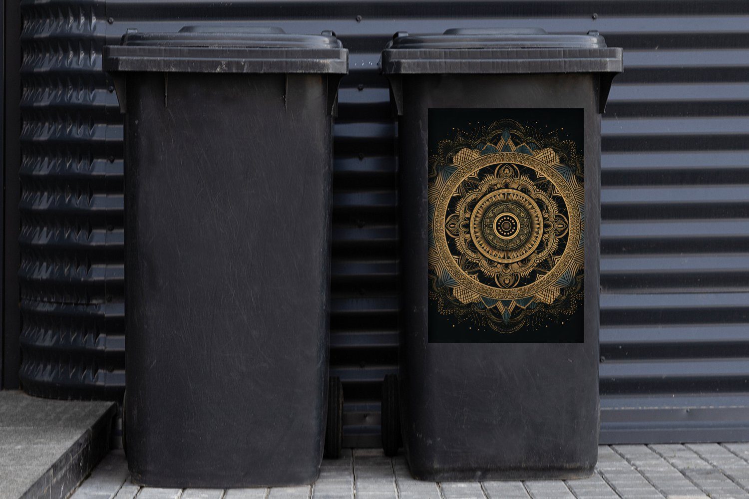 MuchoWow Wandsticker Sticker, - Bohème St), Luxus Mülltonne, Mülleimer-aufkleber, - Gold Container, - (1 Abfalbehälter Mandala
