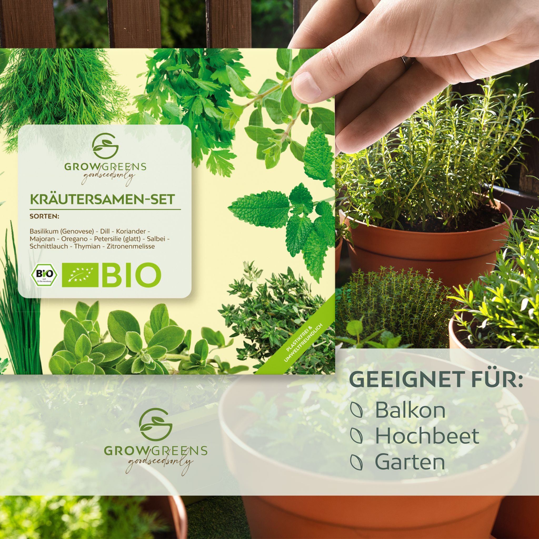Growgreens Kräutersamen BIO Kräutersamen Set - Küchenkräuter Anzuchtset aus bio. Anbau – Bild 5 von 5