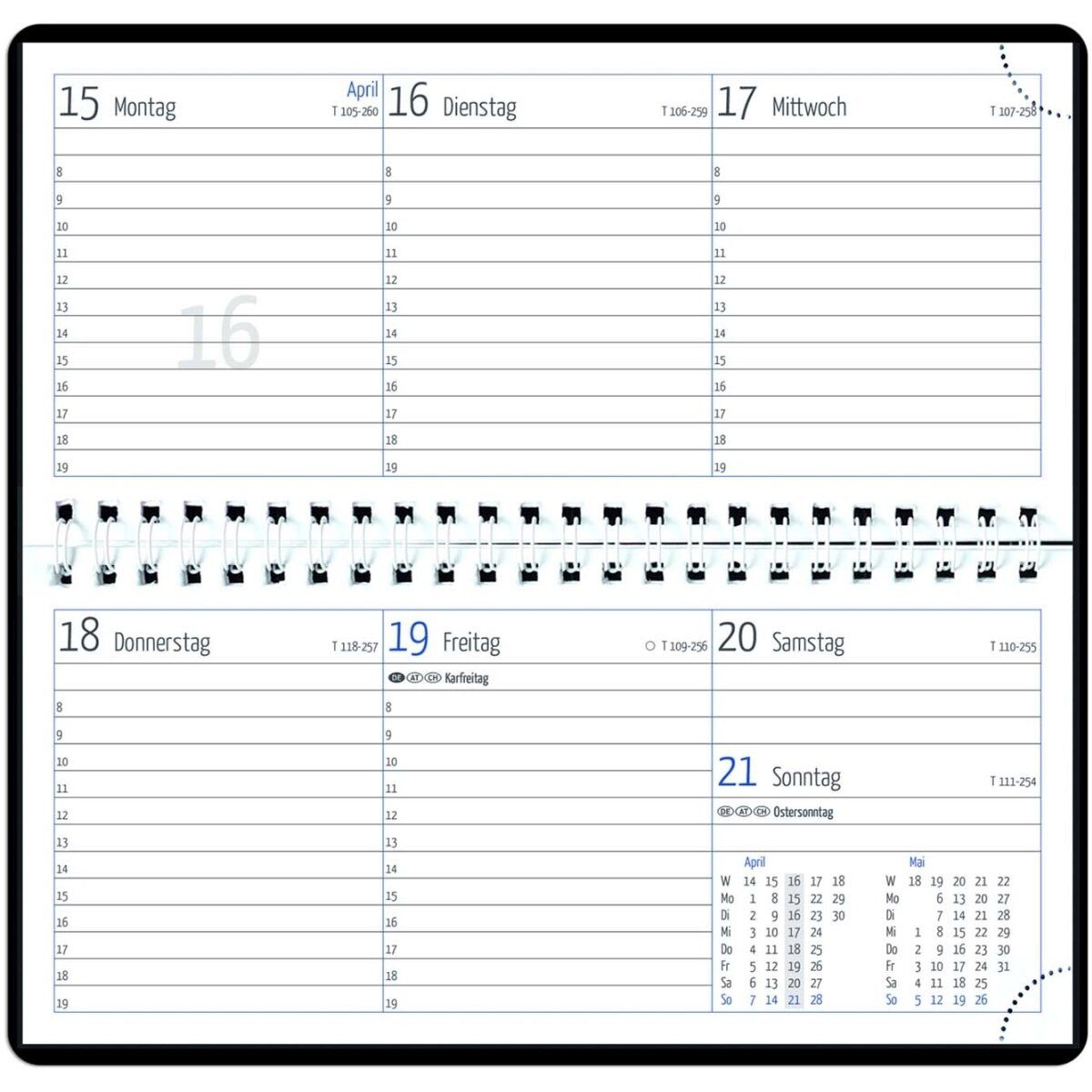 GÜSS Kalender Schreibtischkalender Tischkalender 17x8cm 1 Woche/2 Seiten schwarz 2027
