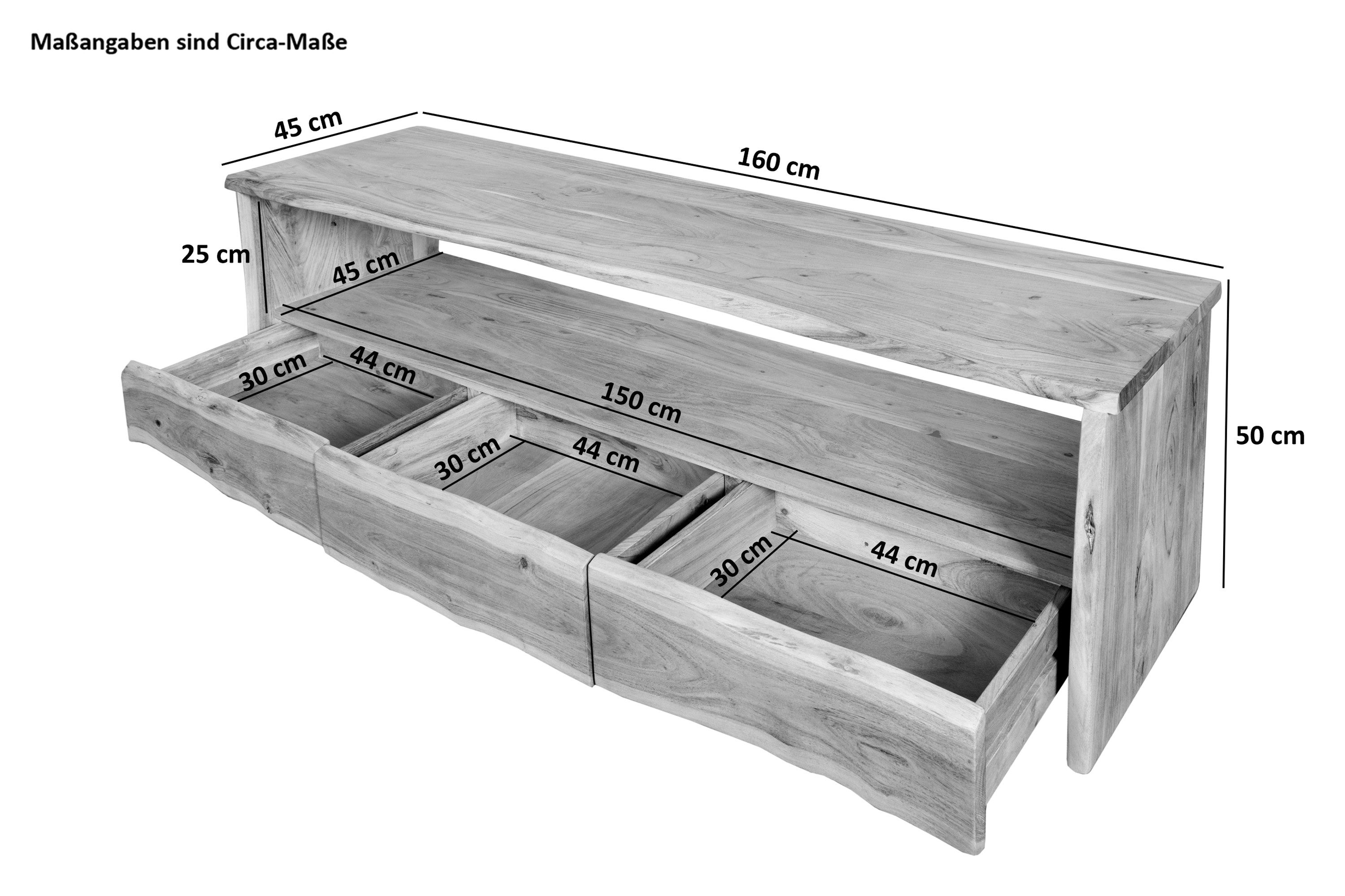 SAM® Lowboard Flora, TV-Board, verschiedene Größen, Akazienholz massiv