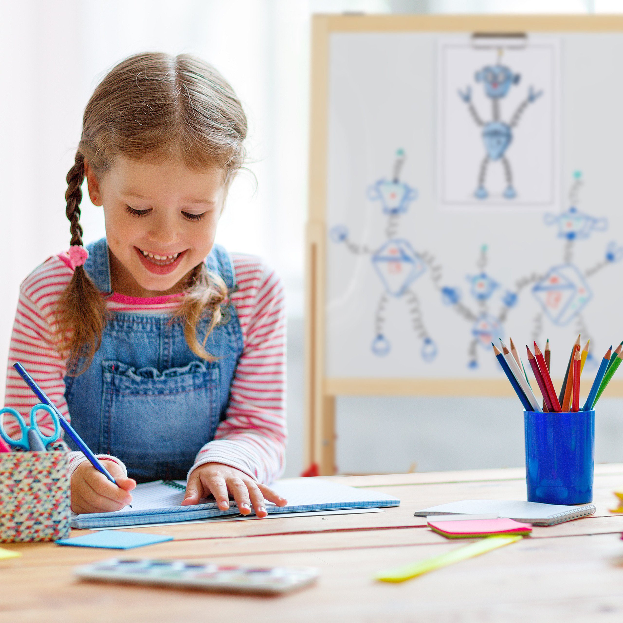 relaxdays Standtafel Kinder mit Whiteboard