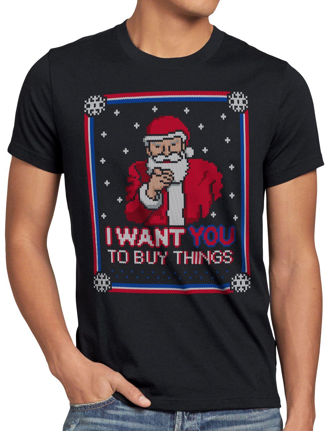 x-mas style3 T-Shirt Print-Shirt Sweater Ugly Things weihnachtsmann Buy Herren pulli nikolaus