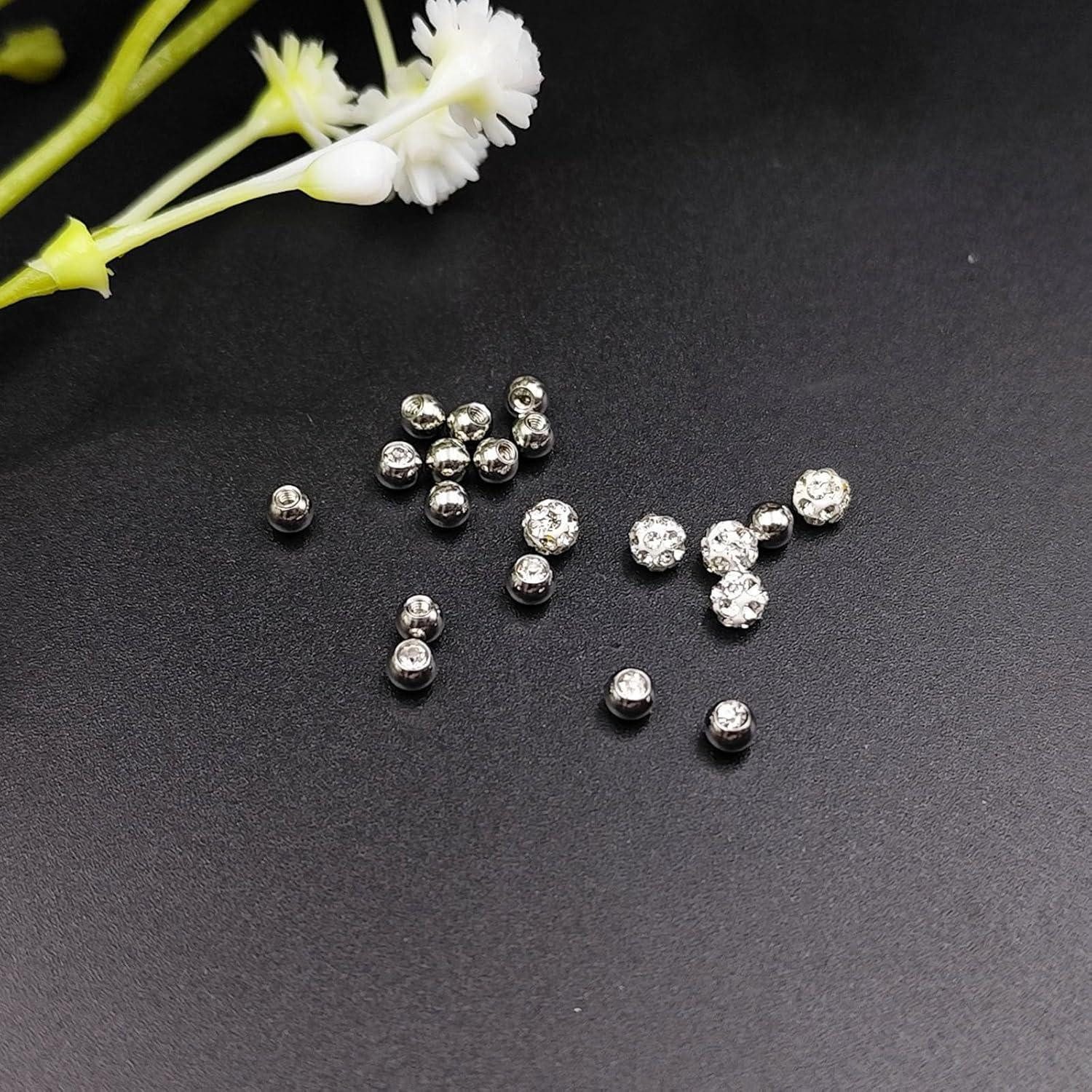 Besyvvin Ohrstecker-Verschluss 20er Piercing Kugel 1,2mm Chirurgenstahl 3mm Ersatzkugeln für Piercing
