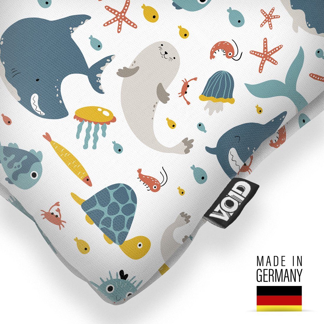 VOID Kissenbezug, (1 Stück), Kinder-Zimmer Mittel-Meer Baden Urlaub Fische Wal Hai See-Stern Stran