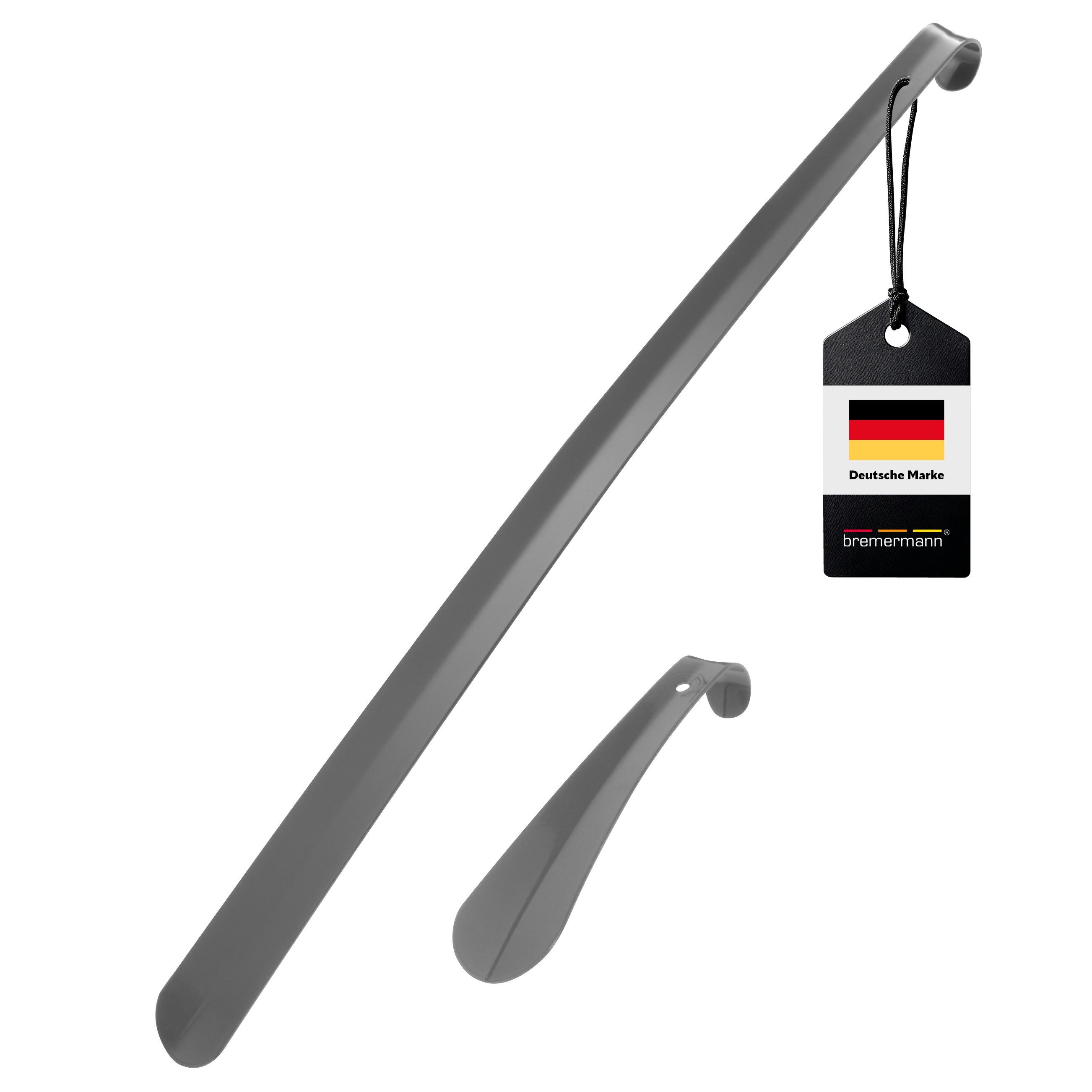 bremermann Schuhlöffel Schuhlöffel, Schuhanzieher 2er Set, 16 und 58 cm, aus Metall - grau