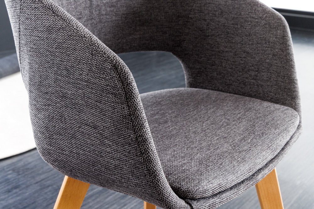riess-ambiente Polsterstuhl NORDIC STAR grau – Strukturstoff, Massivholz-Beine, mit Armlehne (Einzelartikel, 1 St), Scandi-Design mit Sitzkomfort – ideal für Dein gemütliches Esszimmer