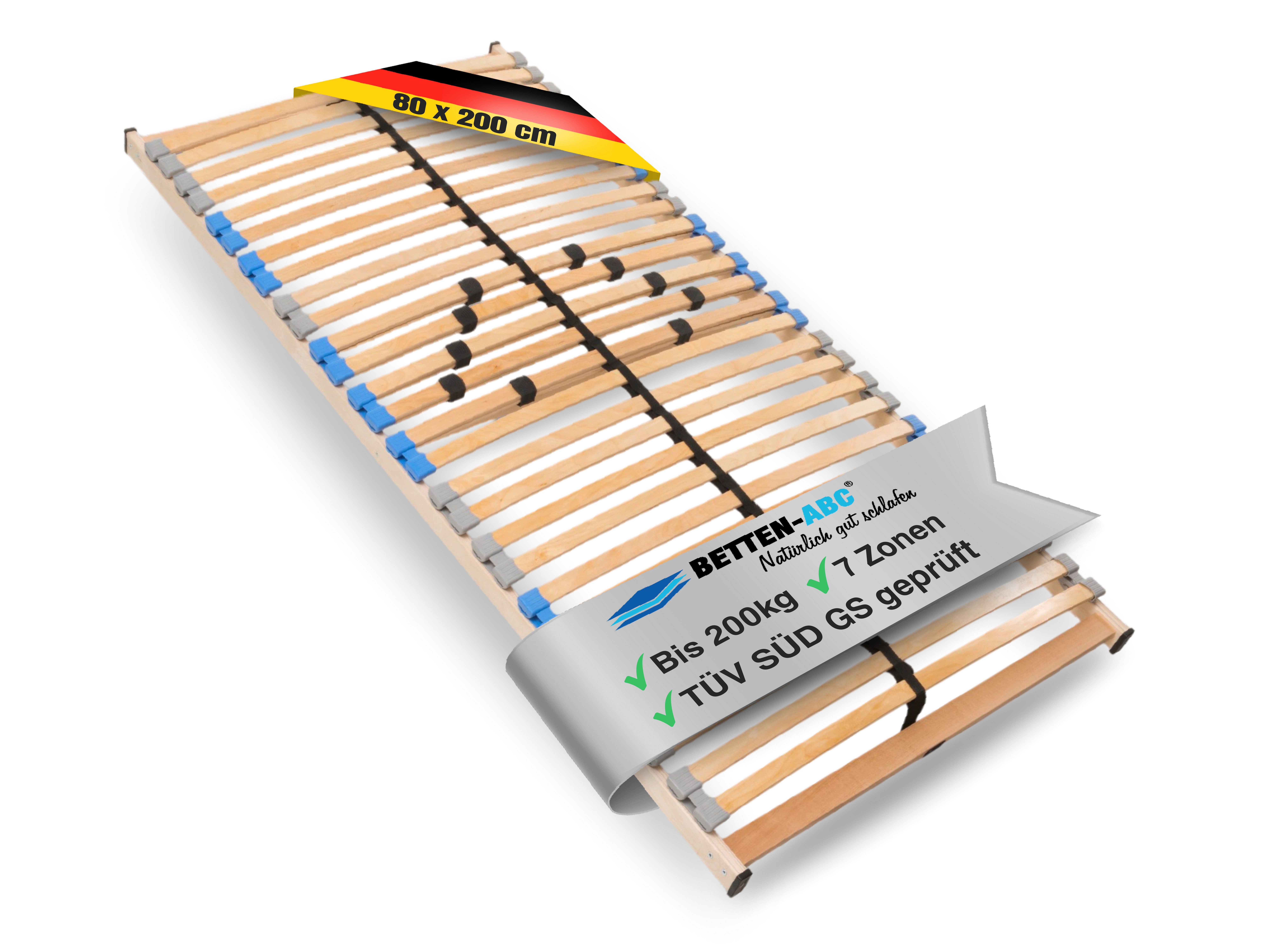 Lattenrost MaDeRa 7-Zonen-Lattenrost – 3 verschiedene Ausführungen, Selbstmontage, Betten-ABC, Kopfteil Nicht verstellbar, Fußteil Nicht verstellbar, Optimale Anpassung an den Körper, besondere Langlebigkeit, stabil
