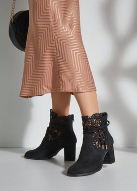 LASCANA High-Heel-Stiefelette mit modischer Spitze und bequemen Blockabsatz, Ankle Boot, Stiefel
