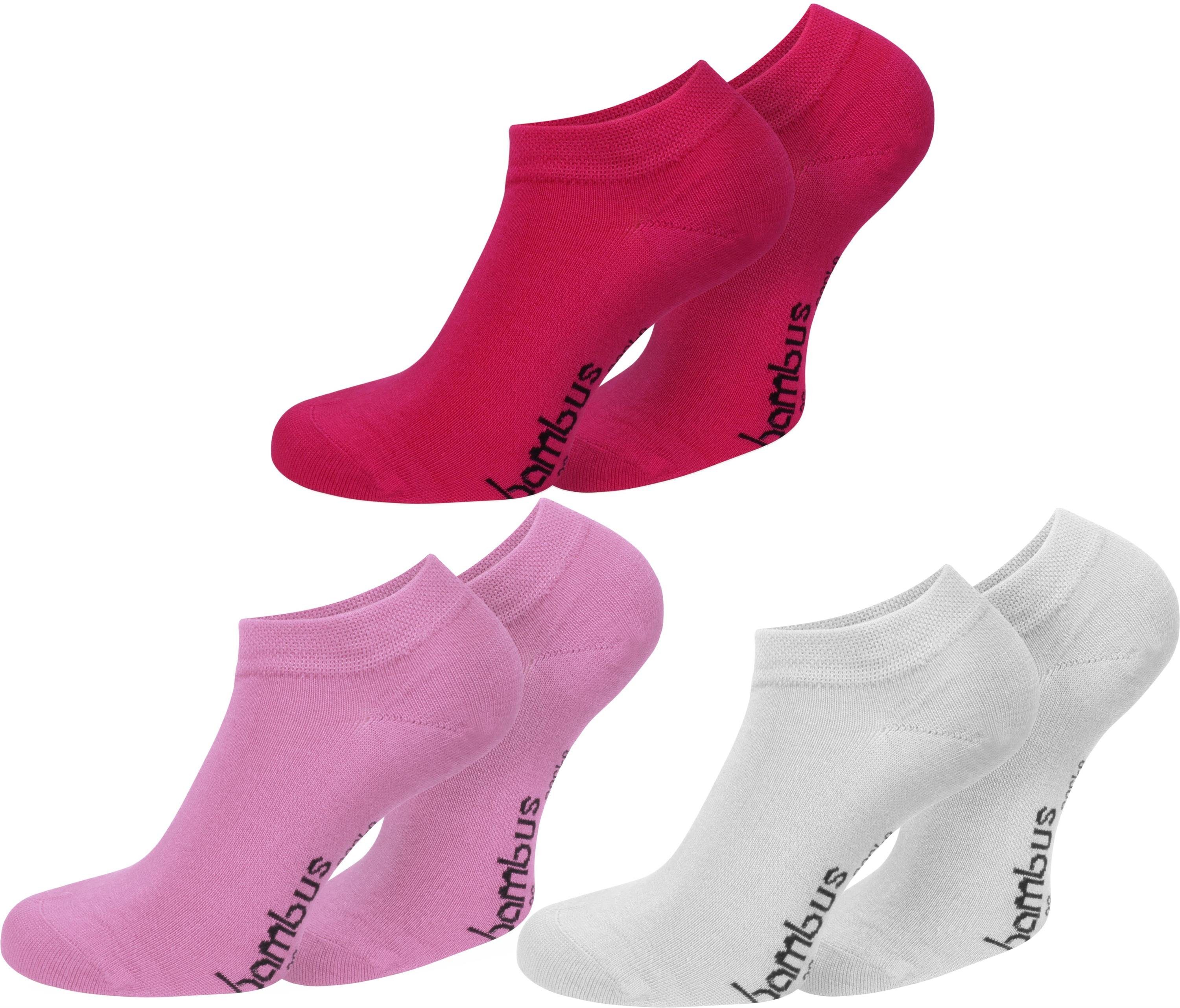 normani Sneakersocken 6 Paar Bambus-Gesundheitssocken Sneakers (6er-Set, 6 Paar) seidenweich durch Viskose Pink/Rosa/Weiß