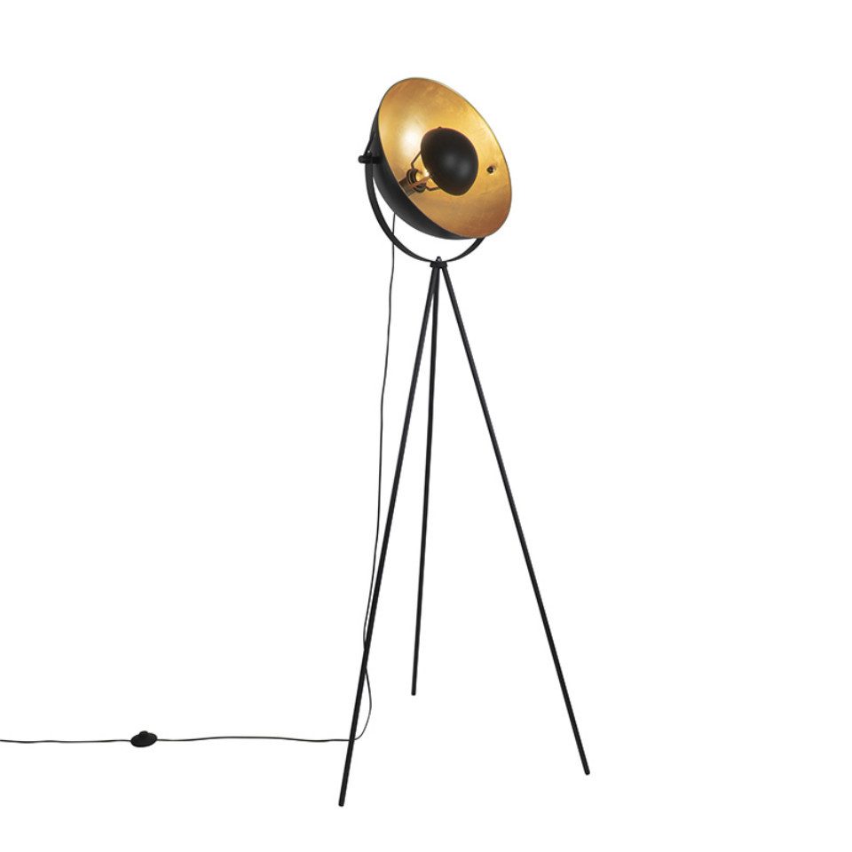 Qazqa Stehlampe Magnax, ohne Leuchtmittel, Warmweiß, QAZQA Stehlampe, e27, Schwarz, Stahl, Industrie