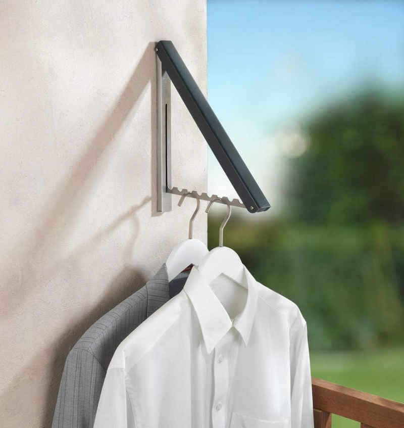 WENKO Kleiderstange Klapphaken - Platzsparende Garderobenlösung für Zuhause (Klappbare Kleiderstange-Set, Klappbare Kleiderstange), Robustes, witterungsbeständiges Design