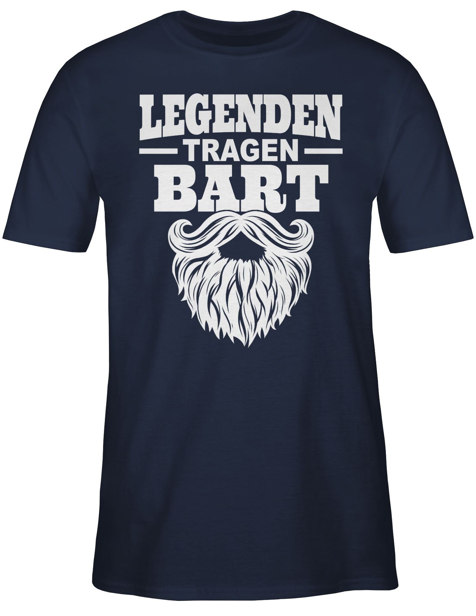 Shirtracer 03 Spruch T-Shirt Sprüche Statement Legenden weiß mit Navy tragen Bart Blau