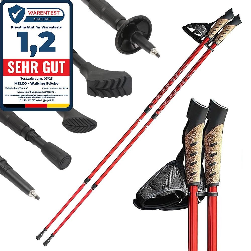 Melko Nordic-Walking-Stöcke Wanderstöcke Nordic Walking Teleskop Stöcke Antischock Aluminium (Stück, Premium Qualität), Teleskopstock