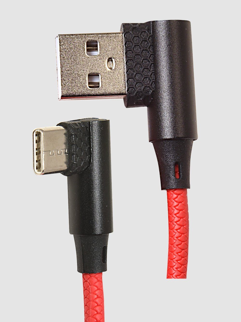 HEITECH 90 Grad Typ-C Winkel USB-C Kabel abgewinkelt Nylon für Smartphones rot USB-Kabel