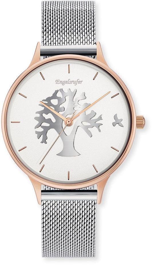 Engelsrufer Quarzuhr Lebensbaum ERWA-TREE02-MS-MR, Armbanduhr, Damenuhr, Edelstahlarmband, analog