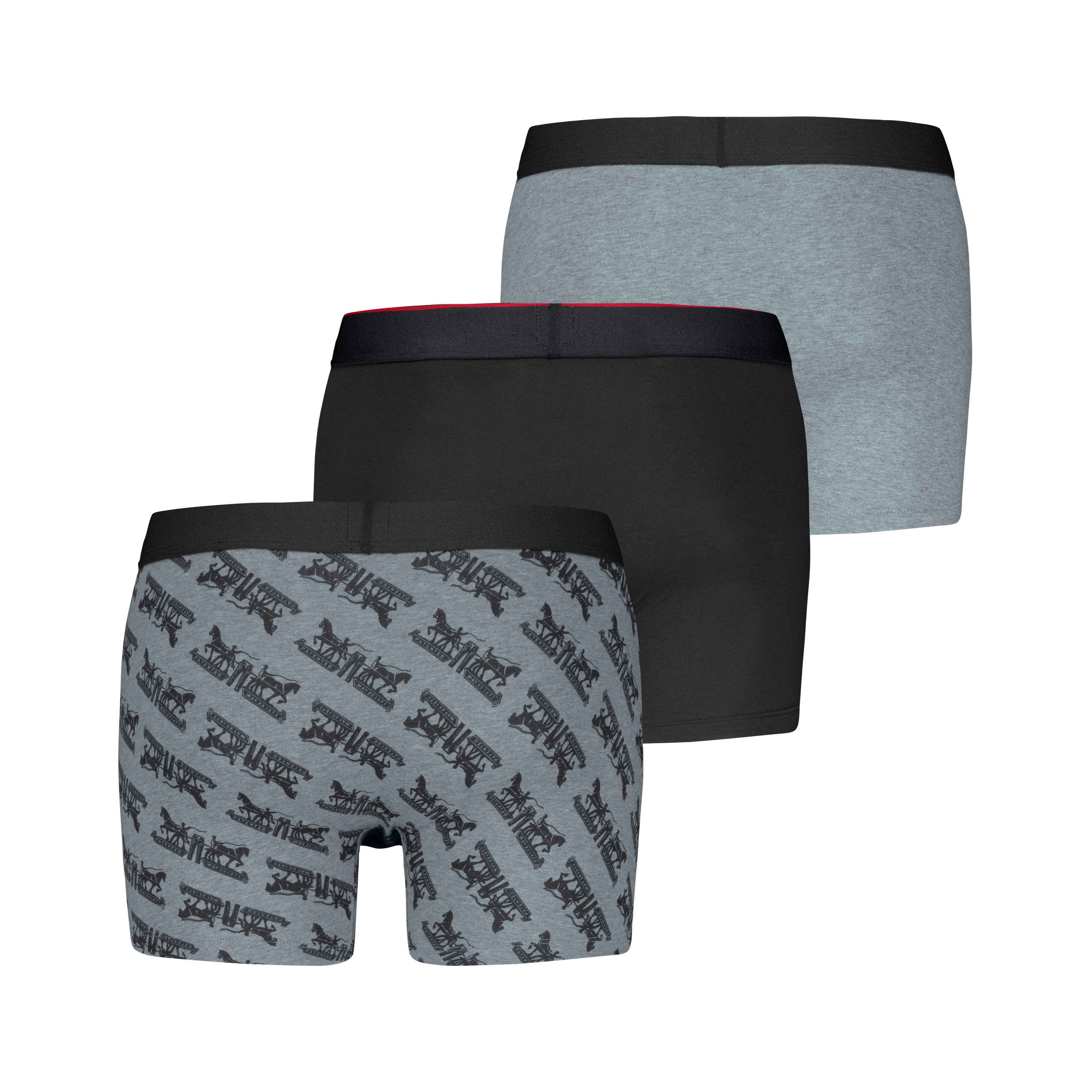 Levi's® Boxershorts LEVIS MEN GIFT HORSE PULL BOXER BRIEF 3P (3er Pack) ohne Eingriff, mit elastischem Logobund