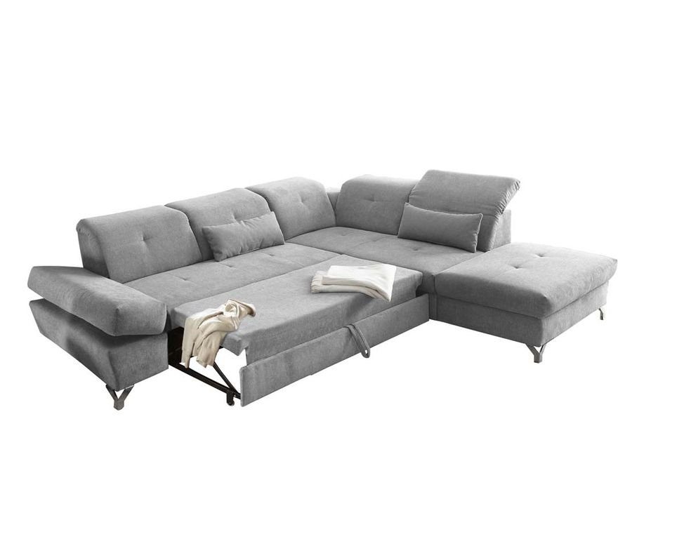 Ecksofa DESIGN MELFI Polstergarnitur x 275 Ecksofa, Sofagarnitur 245 cm EXCITING Silber ED