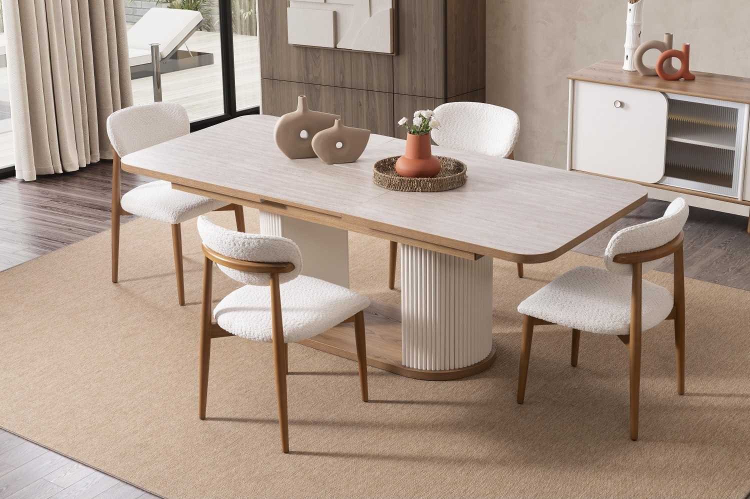 JVmoebel Esstisch Esstisch Stil modern Farbe braun weiß neu Holz universell geräumig