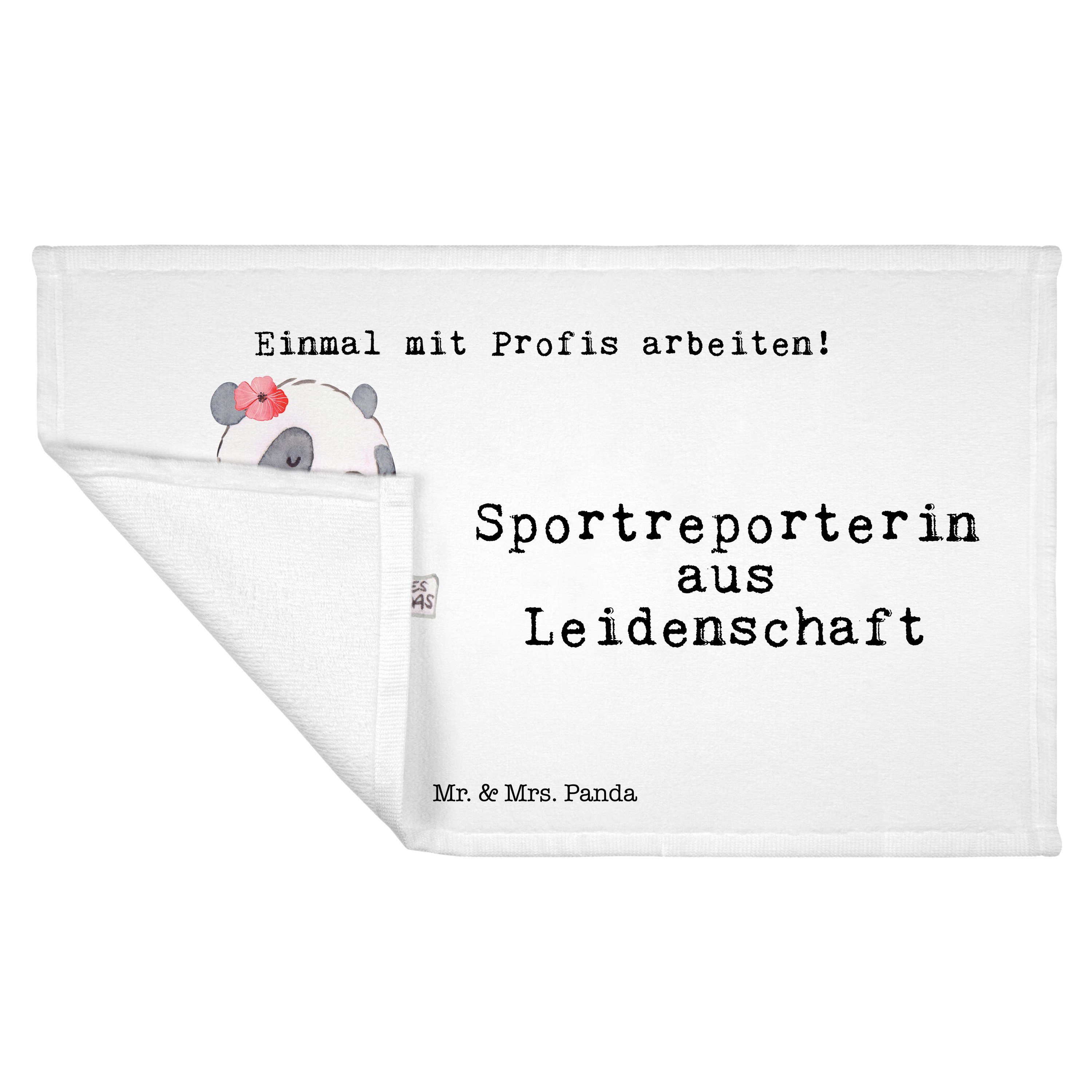 Panda Leidenschaft - Mr. Dankesc, - Sportreporterin & Jubiläum, Geschenk, aus Mrs. (1-St) Handtuch Weiß