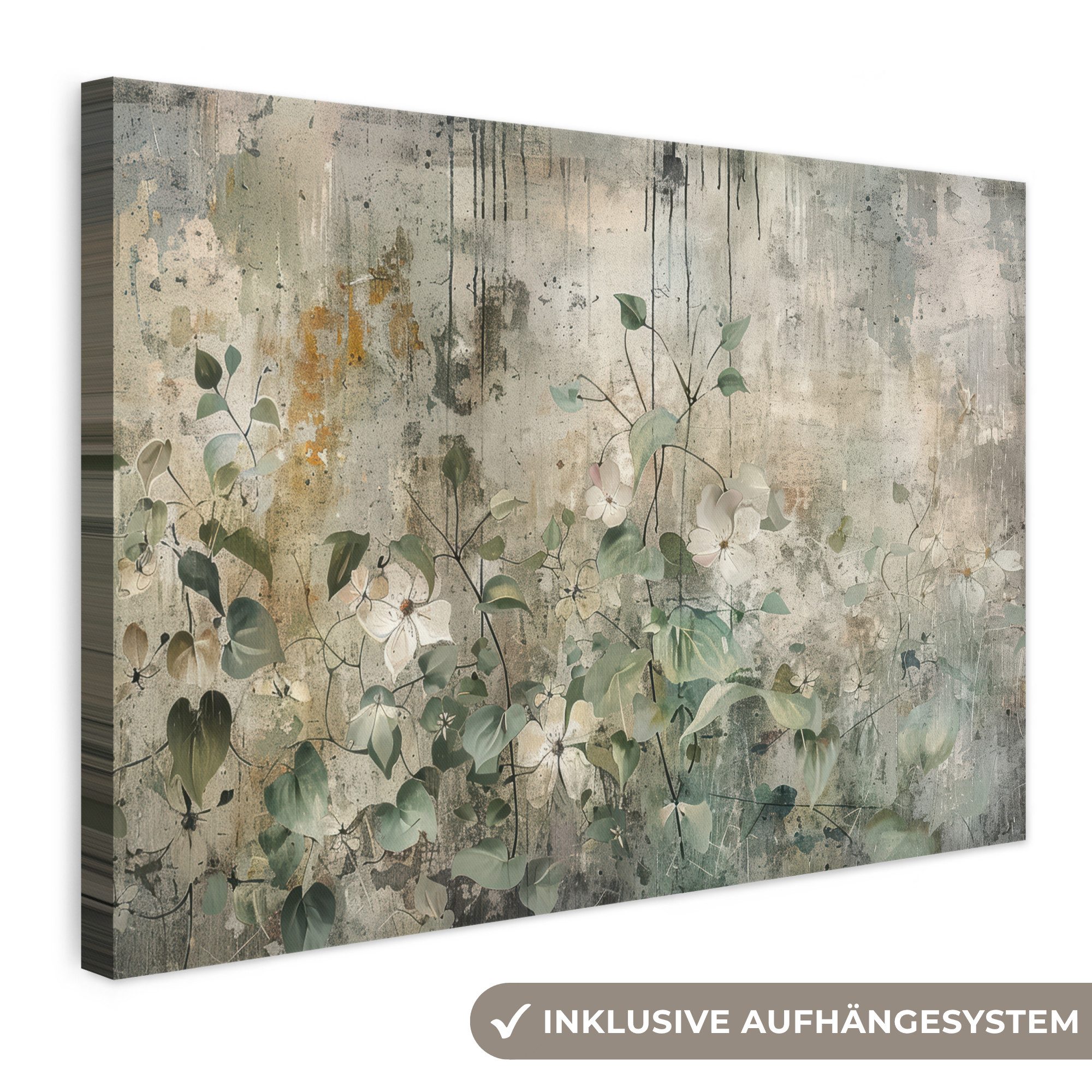 OneMillionCanvasses® Leinwandbild Blumen - Blätter - Abstrakt - Modern, Fotodruck (1 St), Leinwand Bilder Klein, Wand Dekoration Aesthetic 30x20 cm