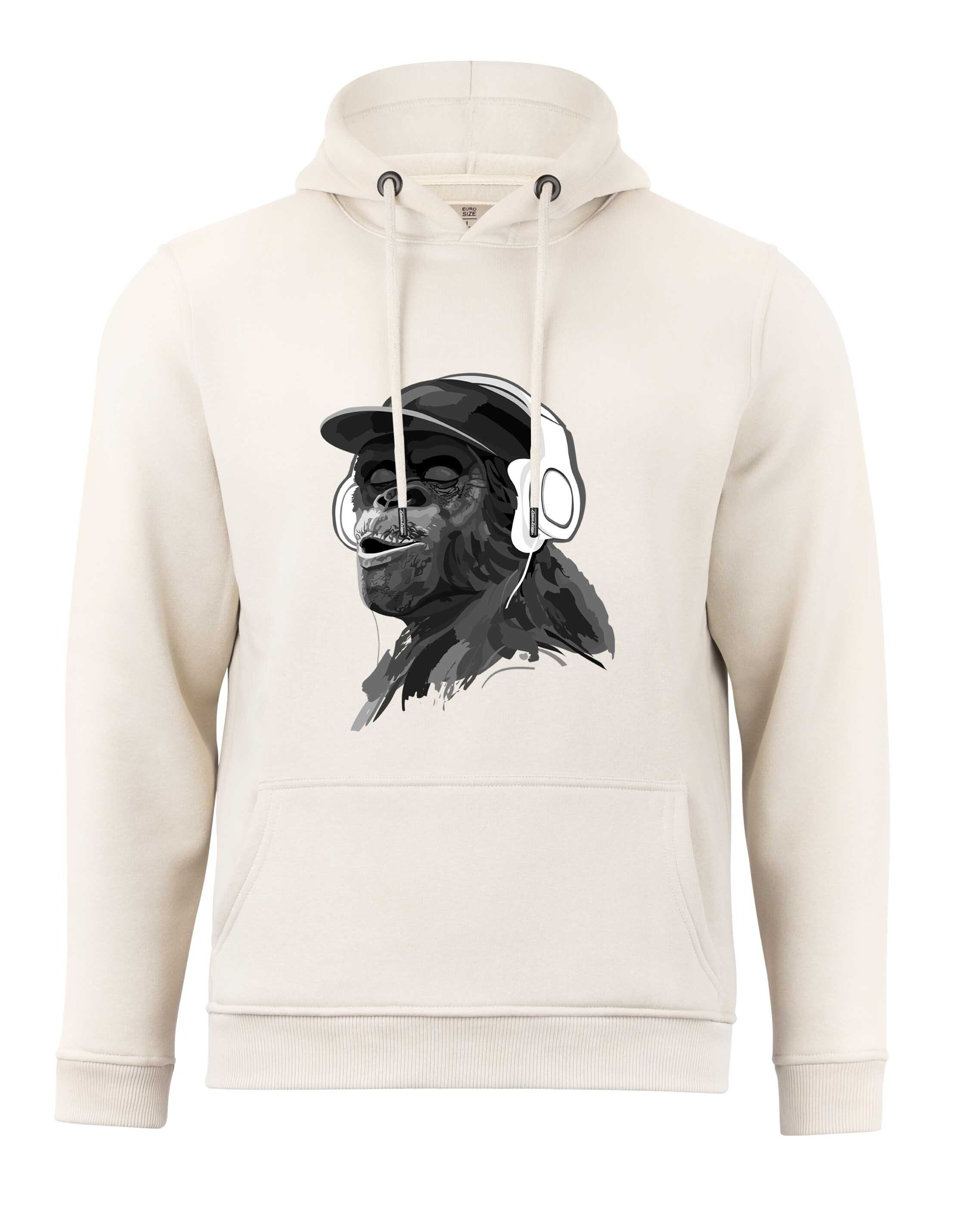 Cotton Prime® Hoodie mit Affenmotiv - Monkey mit DJ-Kopfhörer mit weichem Innenfleece