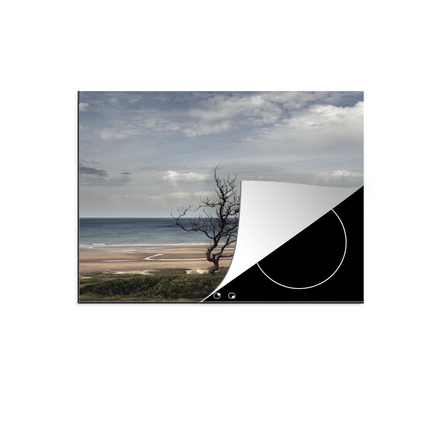 MuchoWow Herdblende-/Abdeckplatte Der berühmte Omaha Beach an den D-Day-Stränden in der Normandie, Vinyl, (1 tlg), 59x52 cm, Ceranfeldabdeckung für die küche, Induktionsmatte
