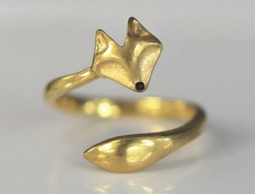Villa Sorgenfrei Schmuckmanufaktur Silberring Fuchs Ring vergoldetes Sterling Silber. Von der Natur inspiriert (1-tlg)