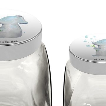 Mr. & Mrs. Panda Vorratsglas XL 2000ml Elefant Seifenblasen - Weiß - Geschenk, Liebesspruch, Gute, Premium Glas, (1-tlg), Hochwertiger Druck