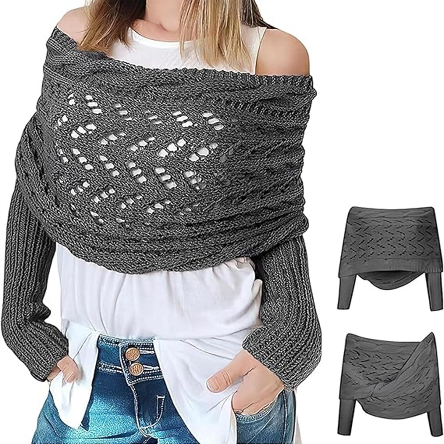 autolock Strickponcho Multifunktionaler Schal mit Ärmeln,Gestrickter günstig online kaufen