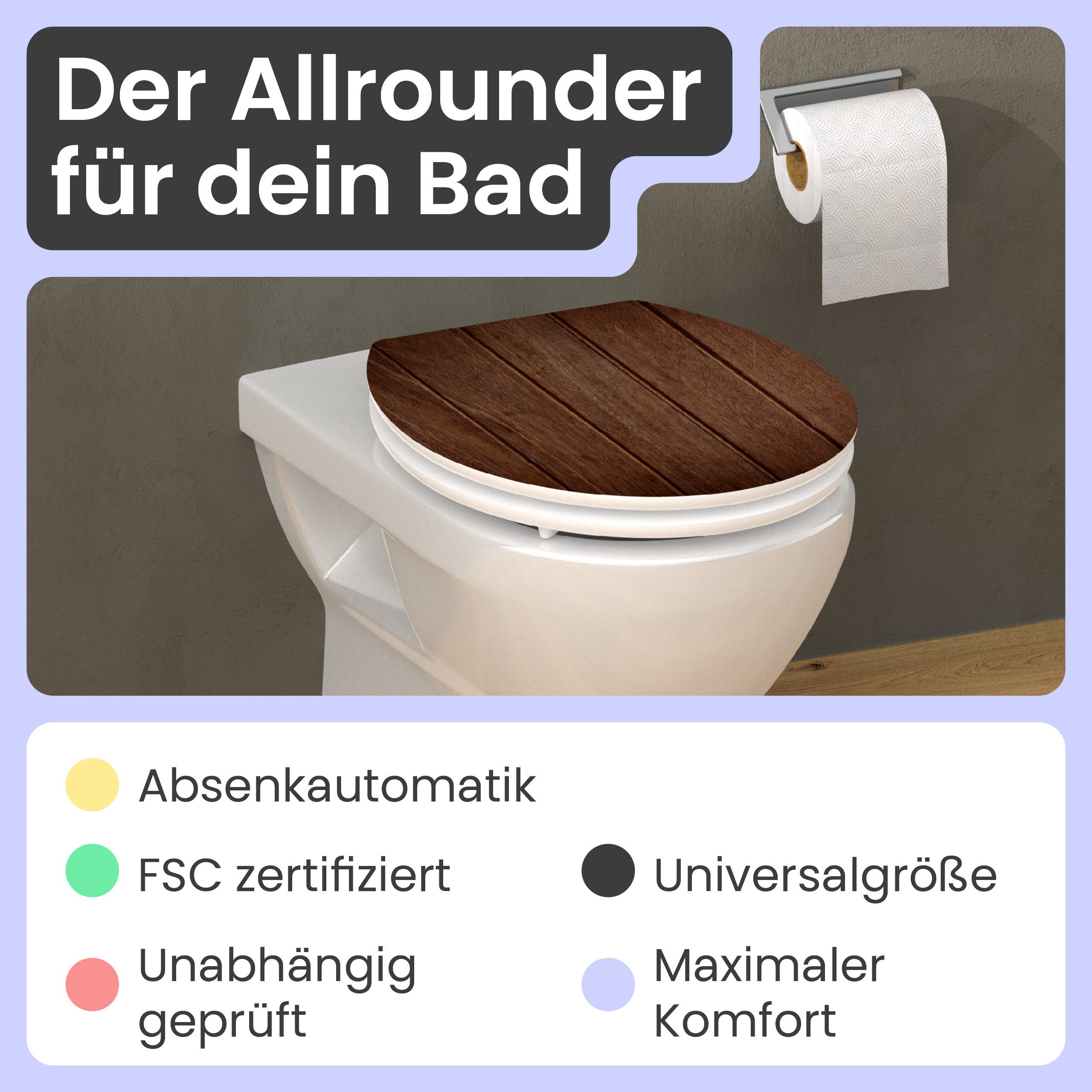 instmaier WC-Sitz Gaia Holz Toilettendeckel, Nussbaum-Holzoptik, mit doppel günstig online kaufen