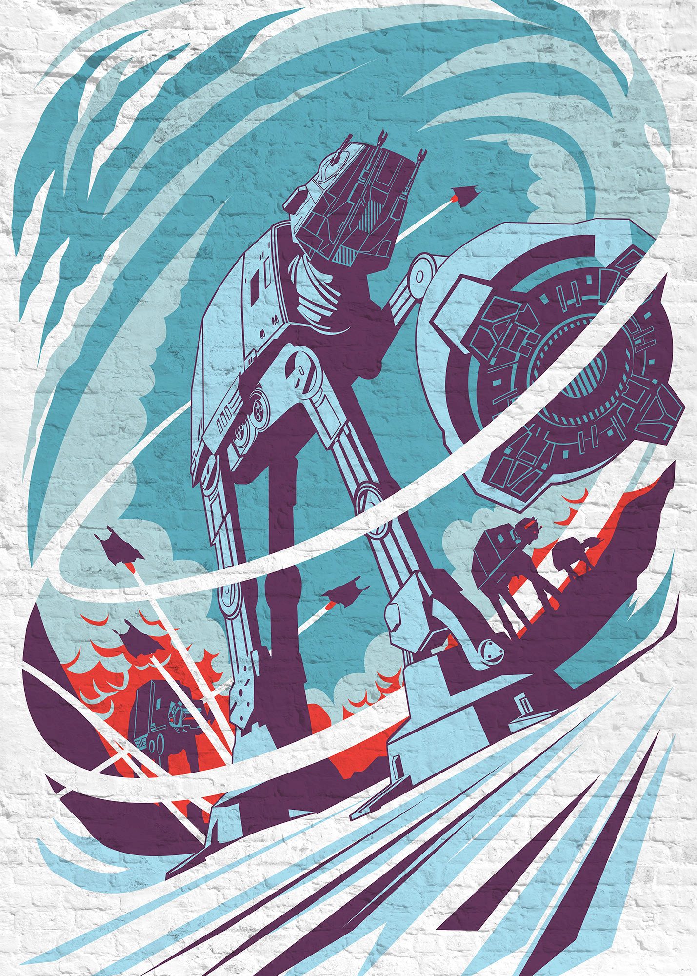 Komar Fototapete Star Wars Classic Concrete Hoth, glatt, Comic, bedruckt, (4 St)